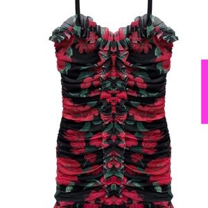 Katie J NYC Black and Red Floral girls teen Dress. Great for the Holidays.